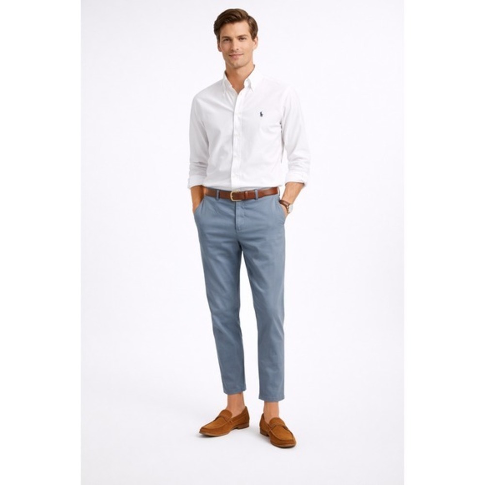 Nodus Capri Mens Light Blue Chino Trousers Cotton Blend Size EU 40 30 US‎